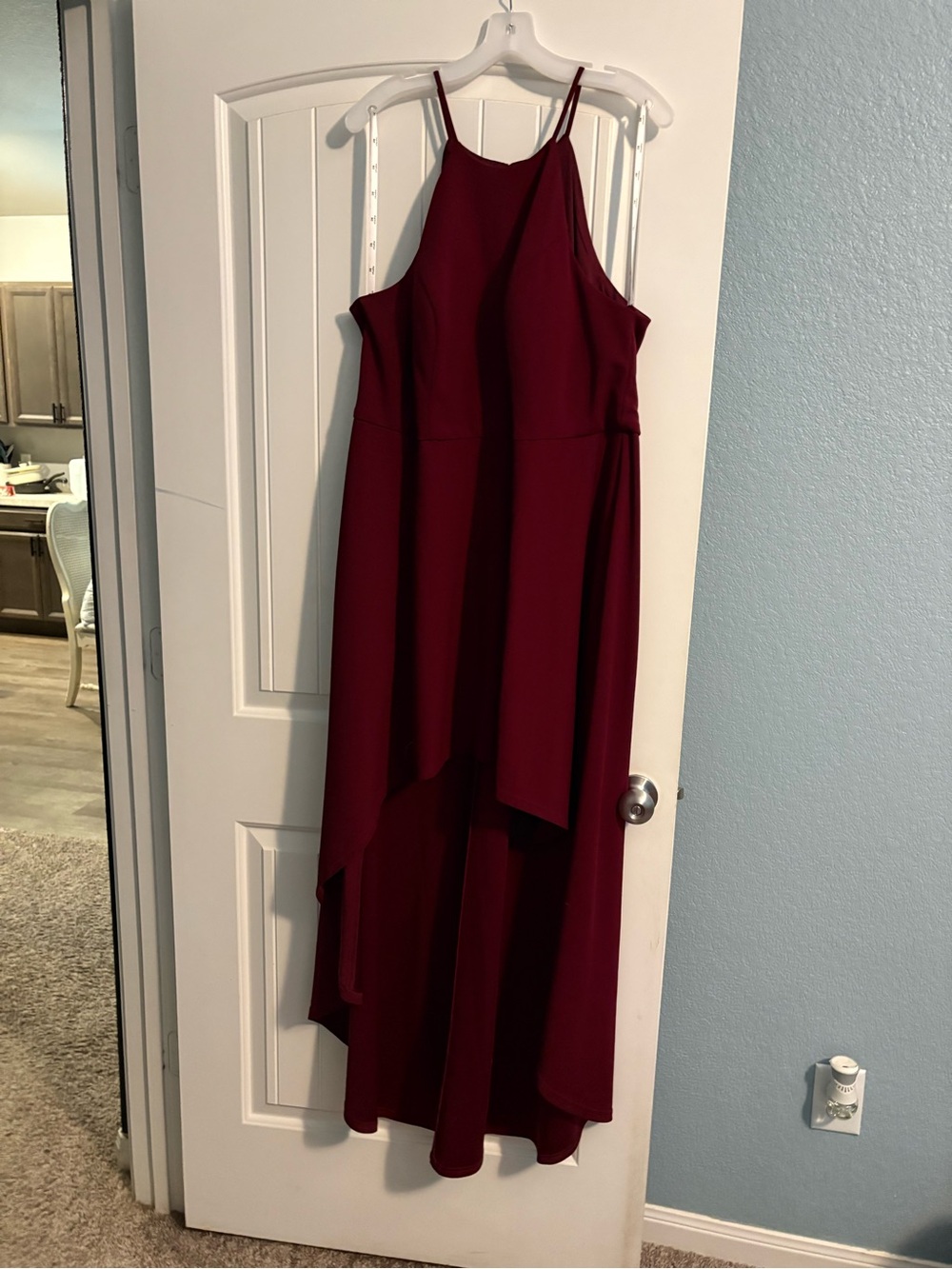 David's Bridal Burgundy High-Low Halter Dress